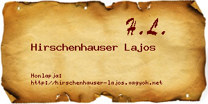 Hirschenhauser Lajos névjegykártya